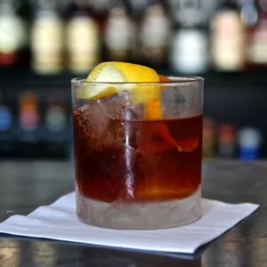Rum Old-fashioned cocktail served in a Old-fashioned glass
