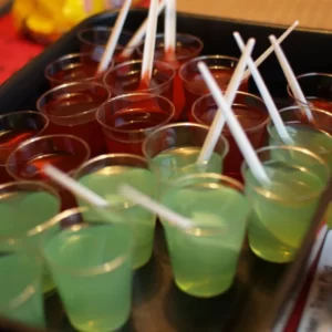Jello shots cocktail served in a Shot glass