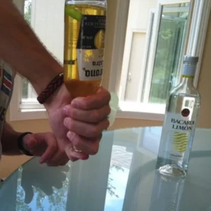 Limona Corona cocktail served in a Beer Glass