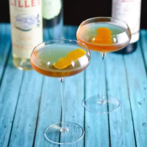 French Negroni cocktail served in a Martini Glass