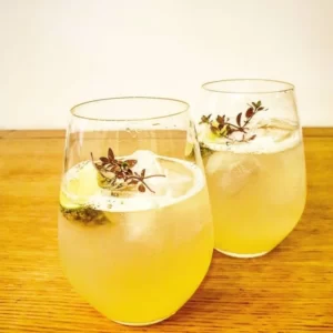 Cocktail Lemon Elderflower Spritzer servito in Bicchiere Highball